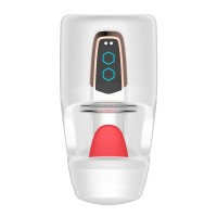 Белый мастурбатор с язычком и возвратно-поступательными движениями