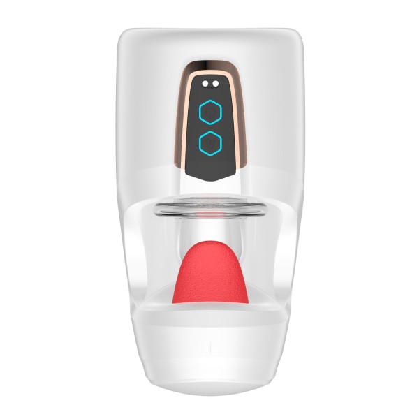 Белый мастурбатор с язычком и возвратно-поступательными движениями Белый мастурбатор с язычком и возвратно-поступательными движениями