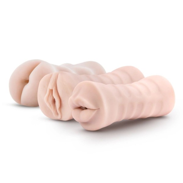 Набор из 3 мастурбаторов и вибропули 3-Pack Self-Lubricating Vibrating Stroker Sleeve Kit