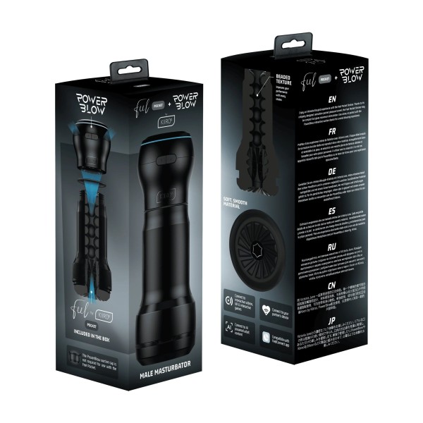 Ченый мастурбатор с интерактивная насадкой PowerBlow Feel Pocket Stroker