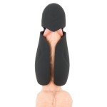 Черный силиконовый вибромастурбатор с нагревом Masturbator with 2 Functions