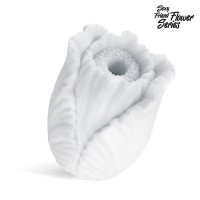 Белый нереалистичный мастурбатор в форме бутона цветка Tulips Белый нереалистичный мастурбатор в форме бутона цветка Tulips