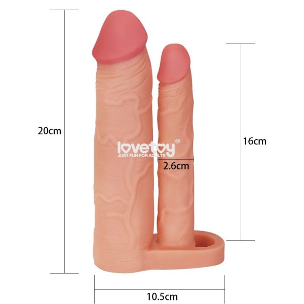 Телесная насадка для двойного проникновения Add 2 Pleasure X Tender Double Penis Sleeve - 20 см.