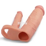 Телесная насадка для двойного проникновения Add 2 Pleasure X Tender Double Penis Sleeve - 20 см.