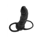 Черная насадка на пенис для двойного проникновения Black Red - 16,5 см.