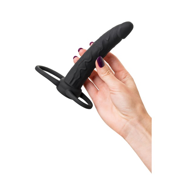 Черная насадка на пенис для двойного проникновения Black Red - 16,5 см.