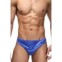 Синие трусы-тонги с сатиновым блеском Синие трусы-тонги с сатиновым блеском