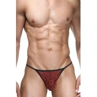 Черно-красные трусы-стринги с леопардовым принтом Черно-красные трусы-стринги с леопардовым принтом