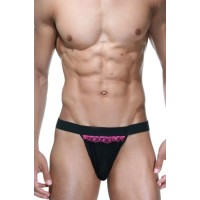 Черные трусы-танга с розовой рюшей Черные трусы-танга с розовой рюшей