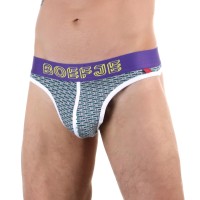 Мужские трусы-тонги с узором-кирпичиками и брендированным поясом Мужские трусы-тонги с узором-кирпичиками и брендированным поясом