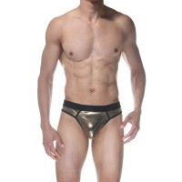 Золотистые блестящие мужские трусы-стринги Золотистые блестящие мужские трусы-стринги