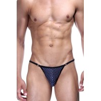 Темно-синие трусы-стринги в горошек Темно-синие трусы-стринги в горошек