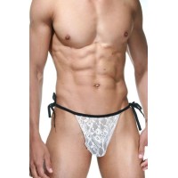 Бело-черные трусы-танга на завязках Бело-черные трусы-танга на завязках