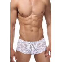 Белые мужские трусы-хипсы из кружевной ткани Белые мужские трусы-хипсы из кружевной ткани