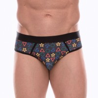 Темно-серые мужские трусы-джоки с принтом в виде цветных значков Темно-серые мужские трусы-джоки с принтом в виде цветных значков