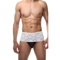 Мужские бело-черные трусы с пикантной шнуровкой Мужские бело-черные трусы с пикантной шнуровкой