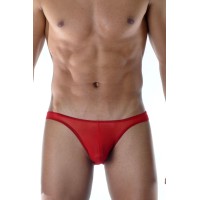 Красные мужские трусы-слипы из полупрозрачного материала