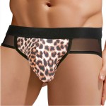 Сексуальные мужские трусы-джоки с леопардовой вставкой по центру