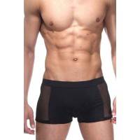 Черные мужские трусы-боксеры с прозрачными вставками по бокам