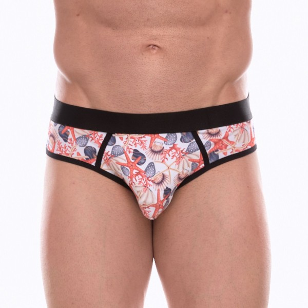 Белые трусы-джоки с принтом в виде цветных ракушек Белые трусы-джоки с принтом в виде цветных ракушек