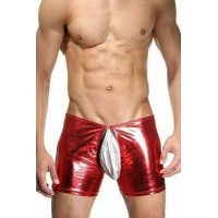Мужские блестящие трусы-джоки с контрастным гульфиком Мужские блестящие трусы-джоки с контрастным гульфиком