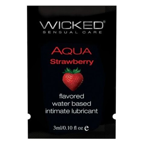 Лубрикант с ароматом клубники Wicked Aqua Strawberry - 3 мл.