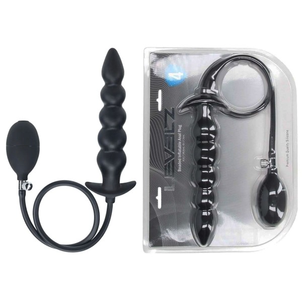 Черная анальная елочка с функцие расширения Beaded Inflatable Silicone Anal Plug Черная анальная елочка с функцие расширения Beaded Inflatable Silicone Anal Plug