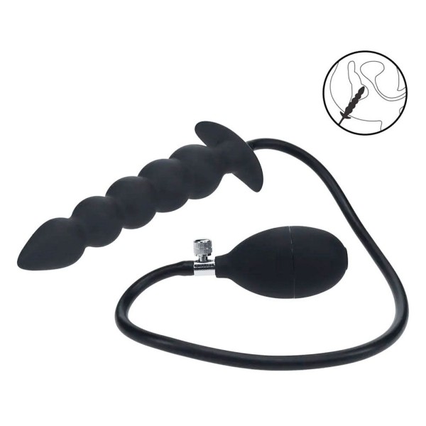 Черная анальная елочка с функцие расширения Beaded Inflatable Silicone Anal Plug Черная анальная елочка с функцие расширения Beaded Inflatable Silicone Anal Plug