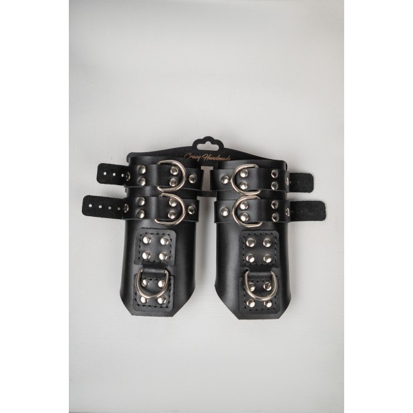 Черные высокие кожаные наручники для подвешивания Черные высокие кожаные наручники для подвешивания