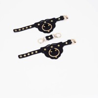 Черные наручники с золотистой фурнитурой Черные наручники с золотистой фурнитурой