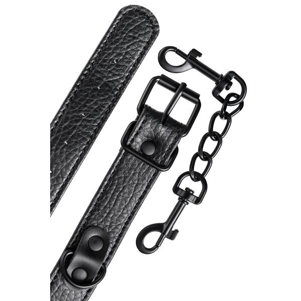 Узкие черные наручники на сцепке Узкие черные наручники на сцепке