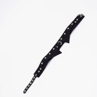 Черный однослойный кожаный ошейник с имитацией воротничка