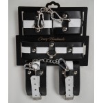 Набор фиксаторов из черной и белой натуральной кожи