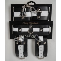 Набор фиксаторов из черной и белой натуральной кожи