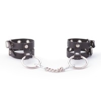 Черные однослойные наручники из натуральной кожи Черные однослойные наручники из натуральной кожи