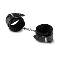 Черные наручники из эко-кожи с мехом Черные наручники из эко-кожи с мехом