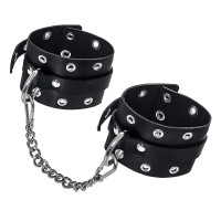 Черные кожаные однослойные оковы с люверсами Черные кожаные однослойные оковы с люверсами