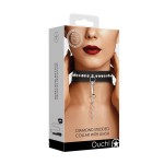 Черный ошейник с поводком Diamond Studded Collar With Leash