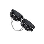 Черные кожаные оковы с двумя ремешками