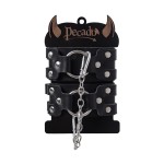 Черные кожаные оковы с двумя ремешками