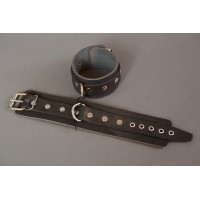 Чёрные кожаные поножи без подкладки