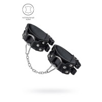 Черные кожаные оковы с двумя ремешками