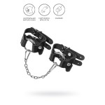 Черные кожаные наручники-браслеты из двух ремешков