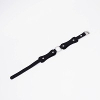 Черный кожаный ошейник с кольцом