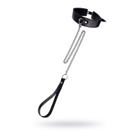 Кожаный двухслойный ошейник с красной строчкой и поводком