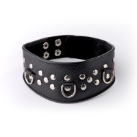 Кожаный черный ошейник с велюровой подкладкой Кожаный черный ошейник с велюровой подкладкой