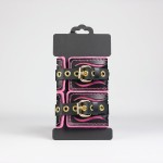 Черные кожаные наручники с розовой строчкой Черные кожаные наручники с розовой строчкой