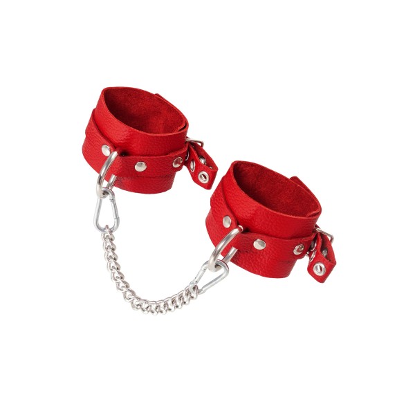 Красные мягкие кожаные оковы с люверсами Красные мягкие кожаные оковы с люверсами