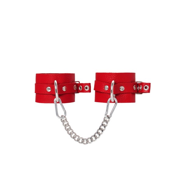 Красные мягкие кожаные оковы с люверсами Красные мягкие кожаные оковы с люверсами