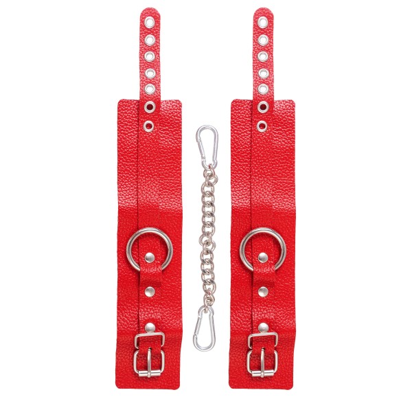 Красные мягкие кожаные оковы с люверсами Красные мягкие кожаные оковы с люверсами